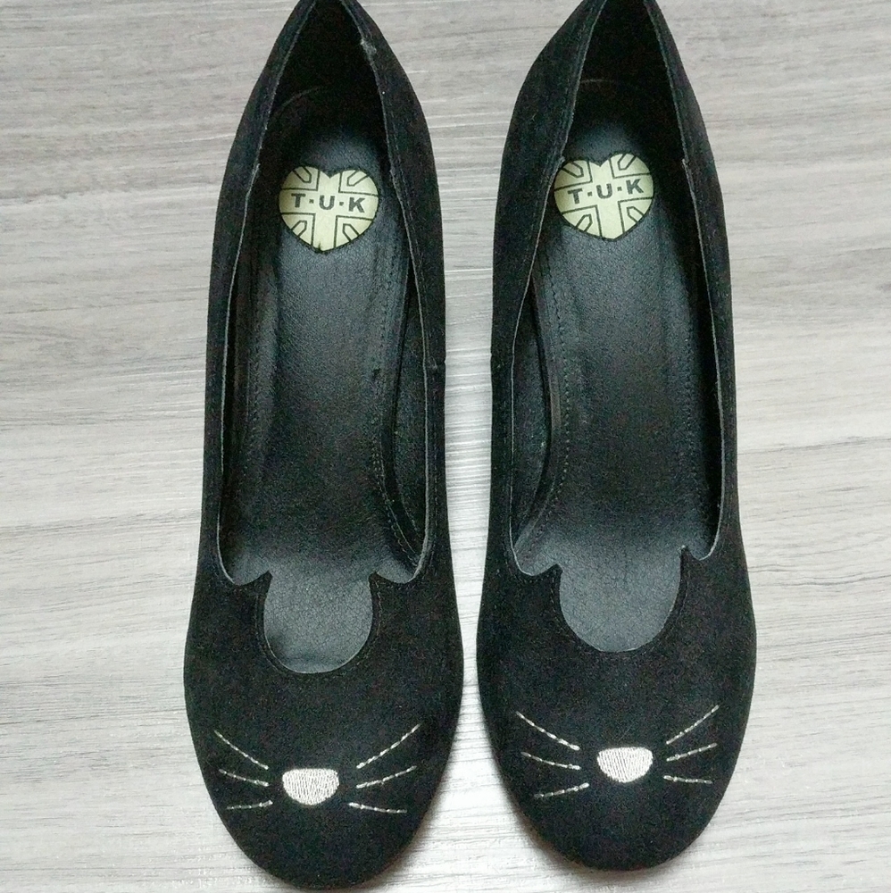T.U.K Black Kitten/Cat Heels!